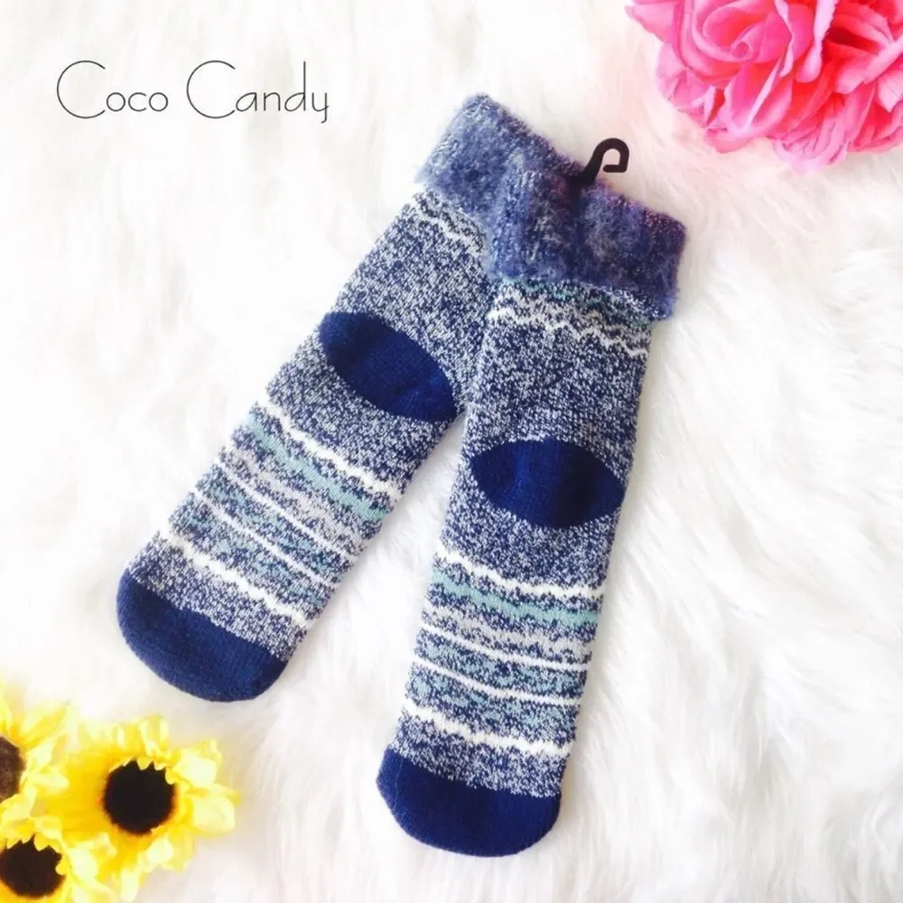 🆕Jacques Moret Blue Bear Fleece Knitted Socks